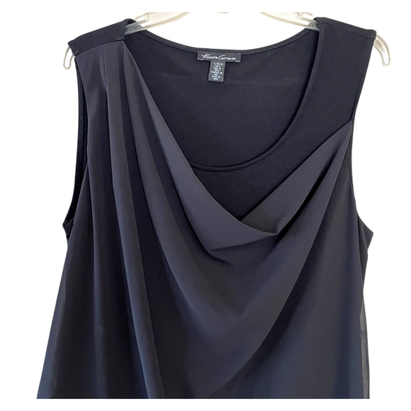 KENNETH COLE New York Women's Size Large Black Sleeveless Layered Pullover Top - Picture 2 of 7